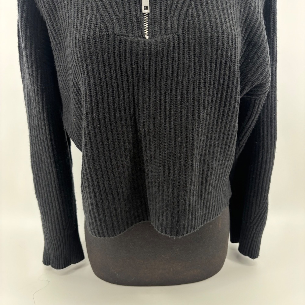 Rag & Bone Black Ribbed Quarter Zip Sweater Womens XS High Neck Pullover - Picture 6 of 10